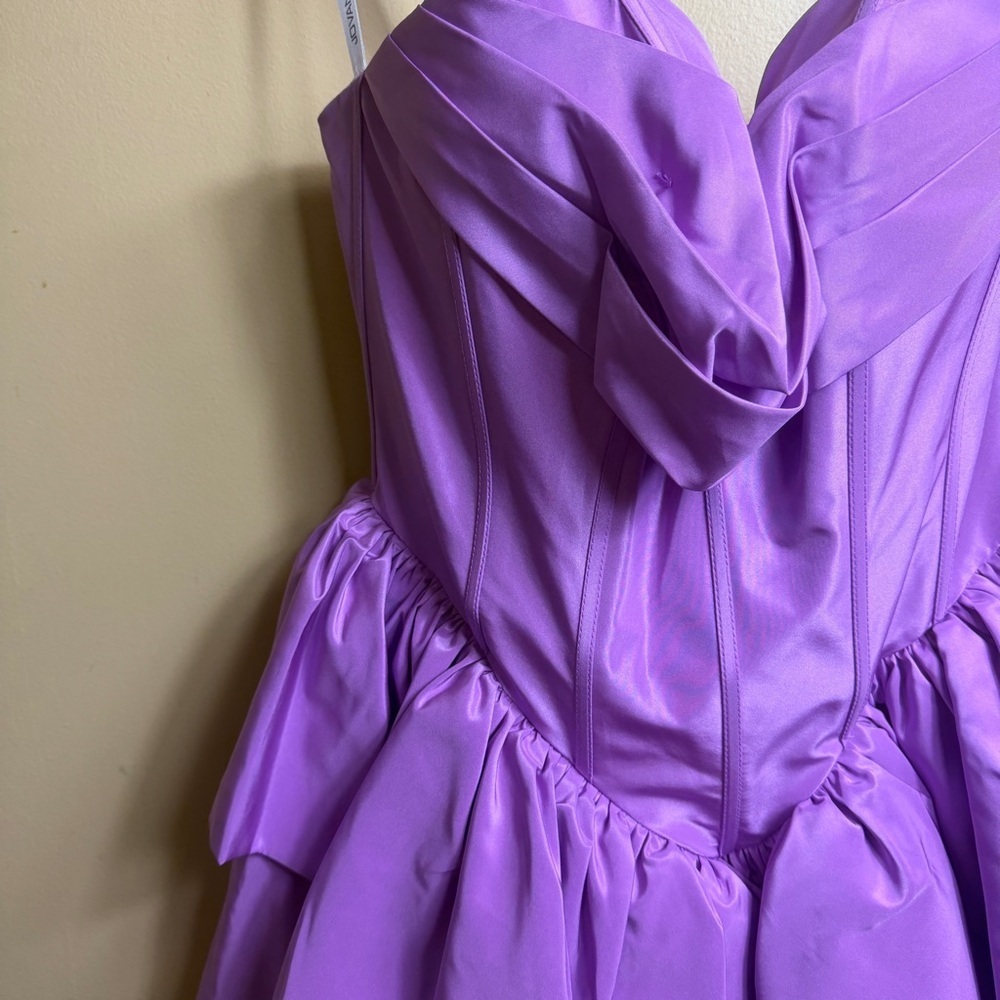 NWT Jovani Sweetheart Tiered Taffeta Short Dress lilac. Size 12 purple - Picture 5 of 12